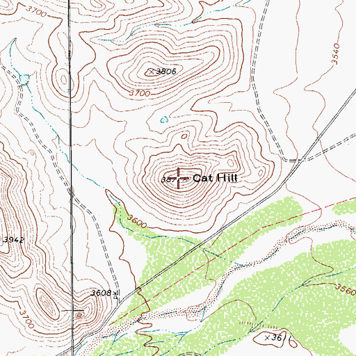 Topographic Map of Cat Hill, TX