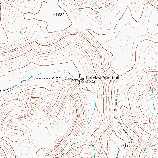 Topographic Map of Catclaw Windmill, TX