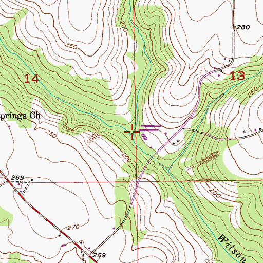 Topographic Map of Peggy Molton Branch, AL