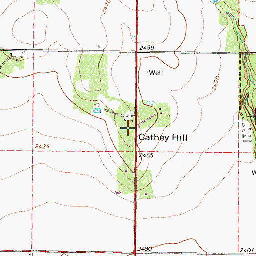 Topographic Map of Cathey Hill, TX