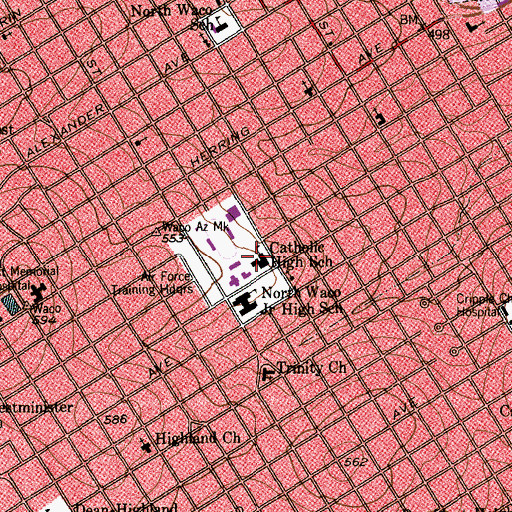 Topographic Map of Catholic High School, TX