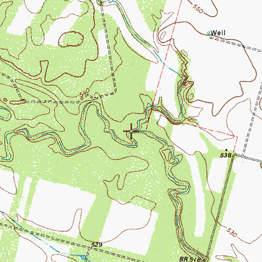 Topographic Map of Cattail Creek, TX