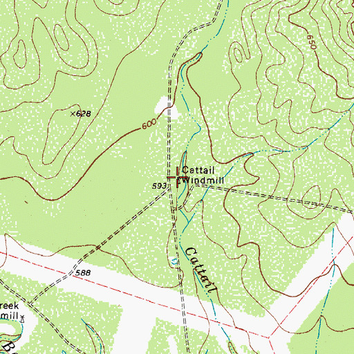 Topographic Map of Cattail Windmill, TX