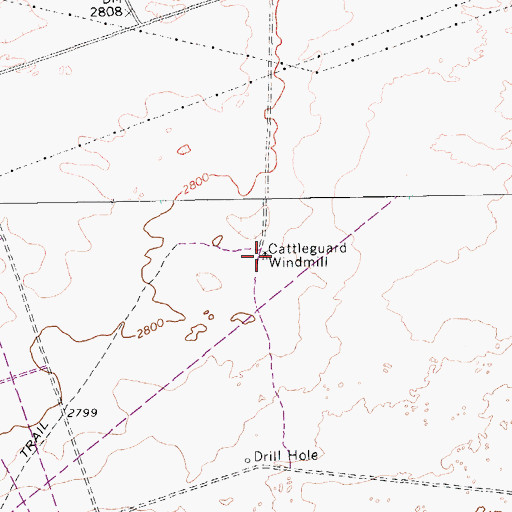 Topographic Map of Cattleguard Windmill, TX