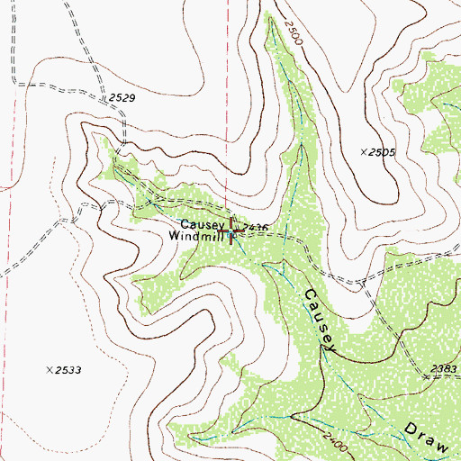 Topographic Map of Causey Windmill, TX