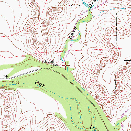 Topographic Map of Cave Draw, TX