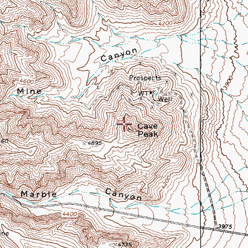 Topographic Map of Cave Peak, TX