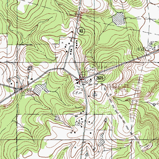 Topographic Map of Cave Springs Church, TX