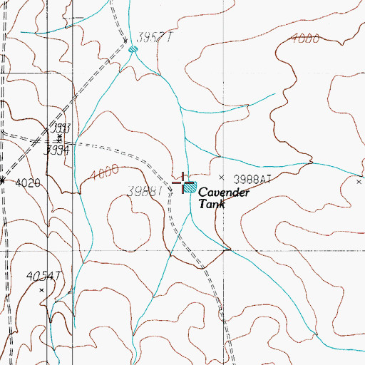 Topographic Map of Cavender Tank, TX