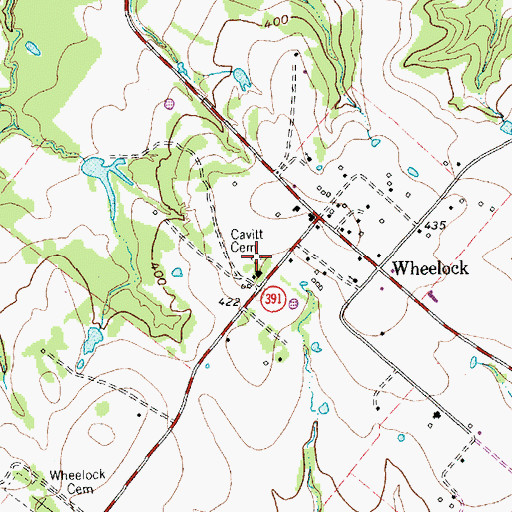 Topographic Map of Cavitt Cemetery, TX