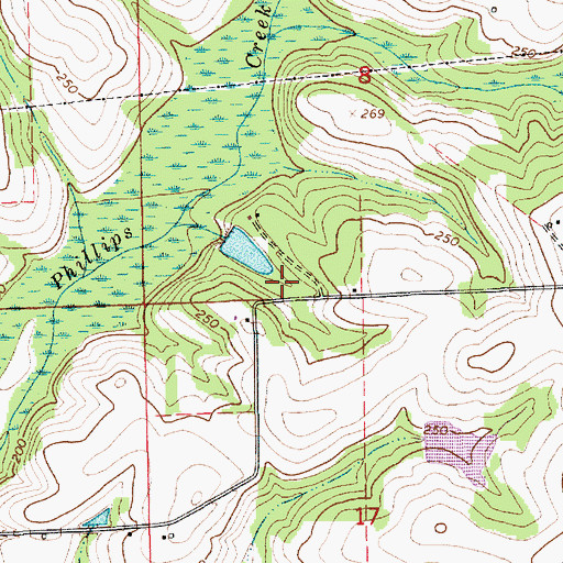 Topographic Map of Pond Branch, AL