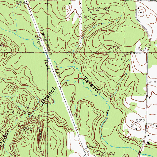 Topographic Map of Cedar Branch, TX