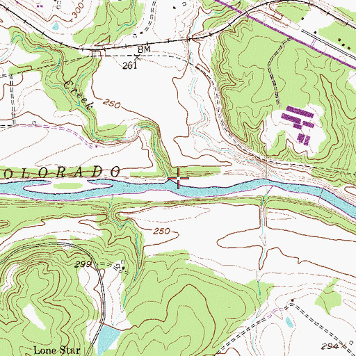 Topographic Map of Cedar Creek, TX