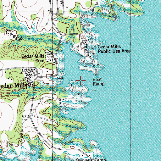 Topographic Map of Cedar Creek, TX