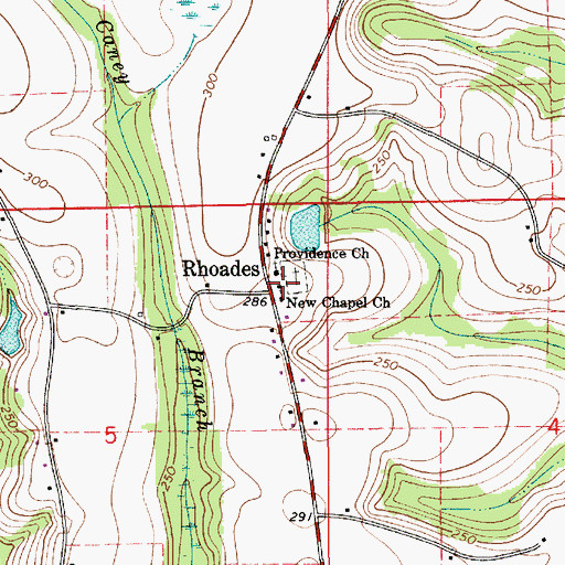 Topographic Map of Rhoades School (historical), AL