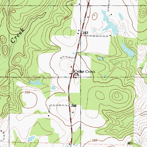 Topographic Map of Cedar Creek Church, TX