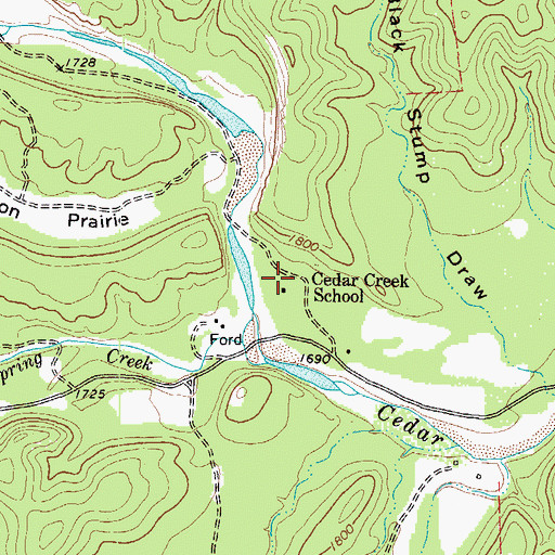Topographic Map of Cedar Creek School, TX