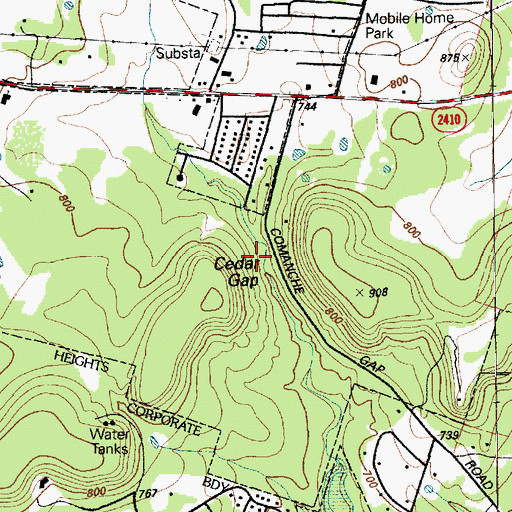 Topographic Map of Cedar Gap, TX
