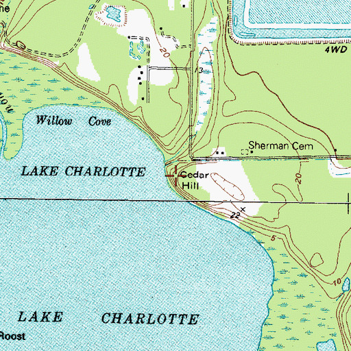 Topographic Map of Cedar Hill, TX