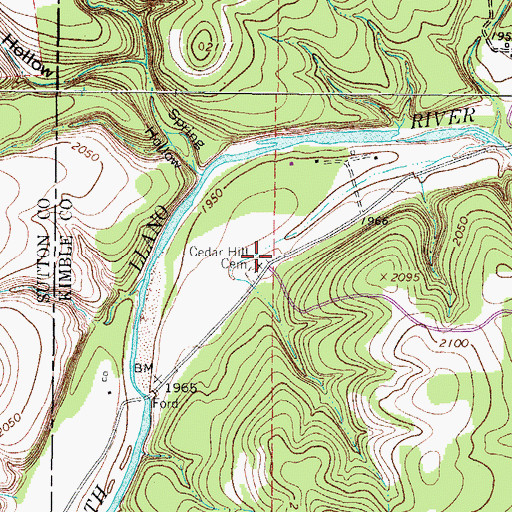 Topographic Map of Cedar Hill Cemetery, TX