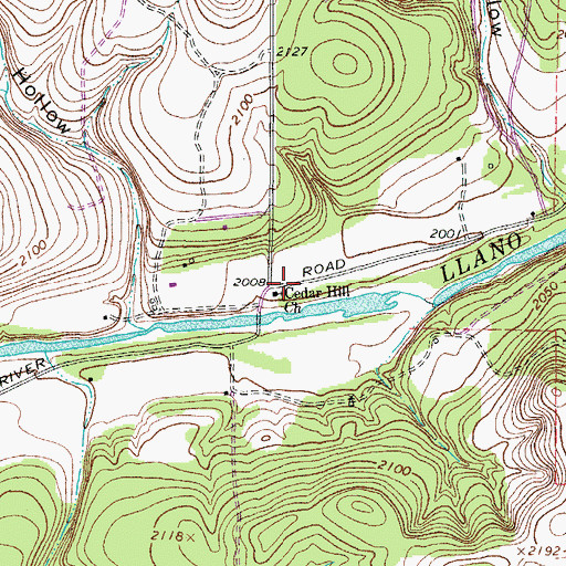 Topographic Map of Cedar Hill Church, TX
