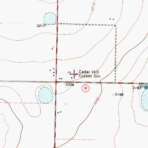 Topographic Map of Cedar Hill Cotton Gin, TX