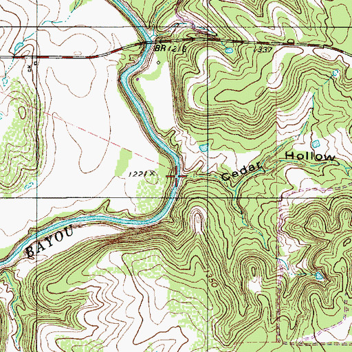 Topographic Map of Cedar Hollow, TX