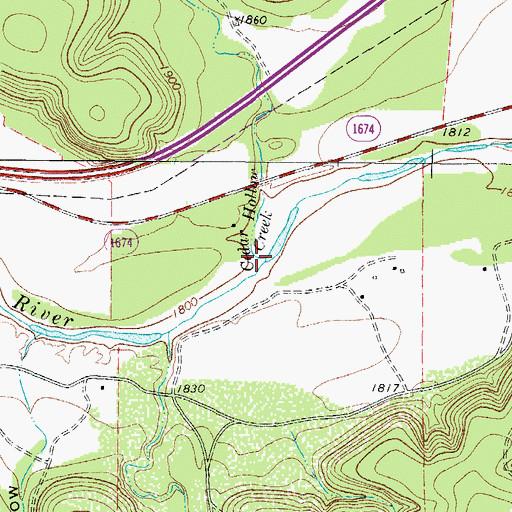 Topographic Map of Cedar Hollow Creek, TX