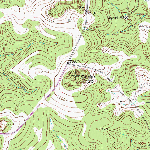 Topographic Map of Cedar Knob, TX