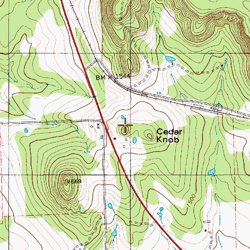 Topographic Map of Cedar Knob, TX