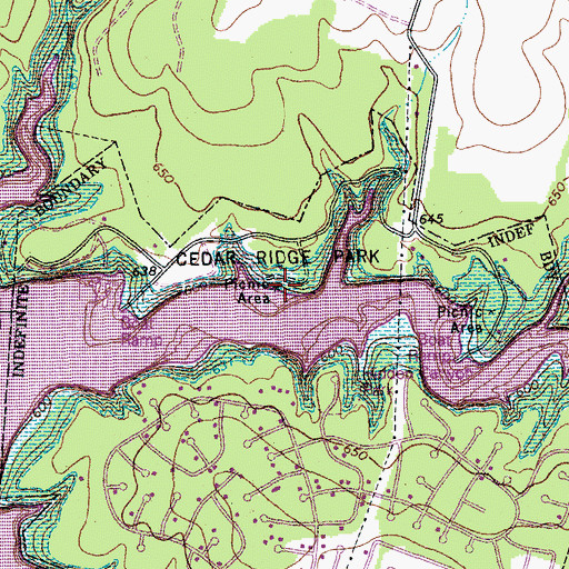 Topographic Map of Cedar Ridge Park, TX