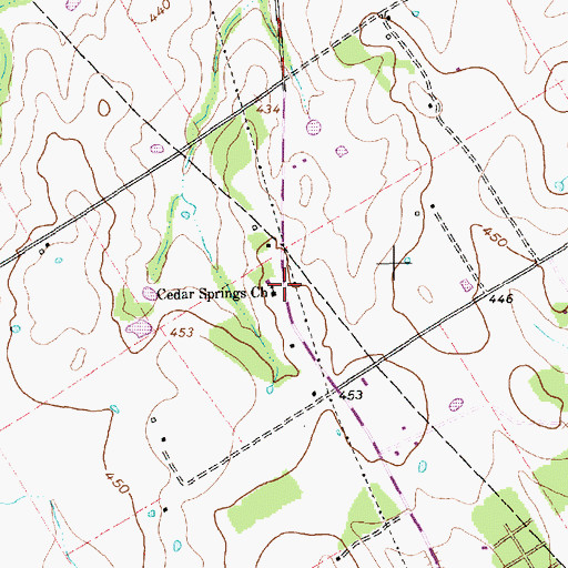 Topographic Map of Cedar Springs Church, TX
