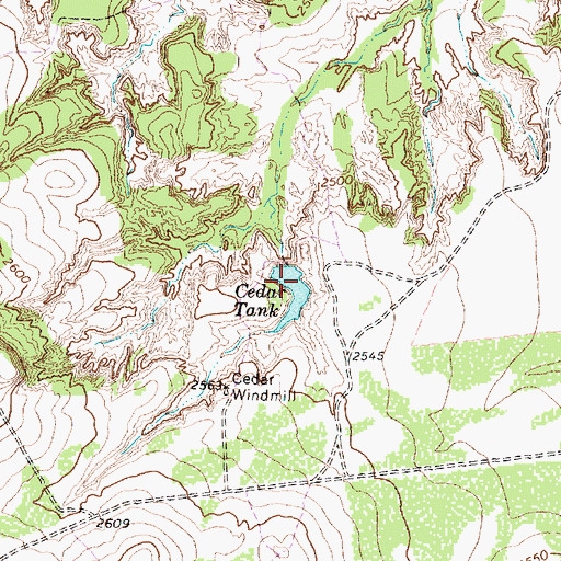 Topographic Map of Cedar Tank, TX