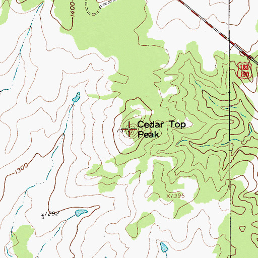 Topographic Map of Cedar Top Peak, TX