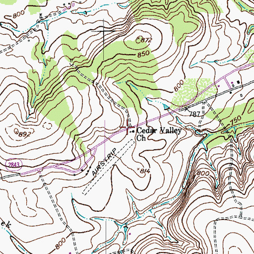 Topographic Map of Cedar Valley Church, TX