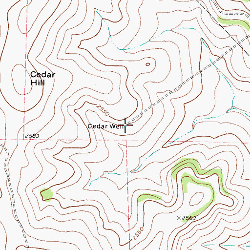 Topographic Map of Cedar Well, TX