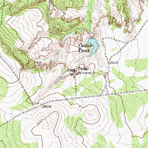 Topographic Map of Cedar Windmill, TX