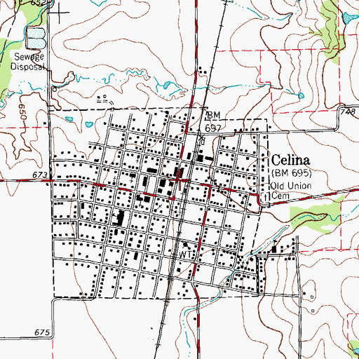 Topographic Map of Celina, TX