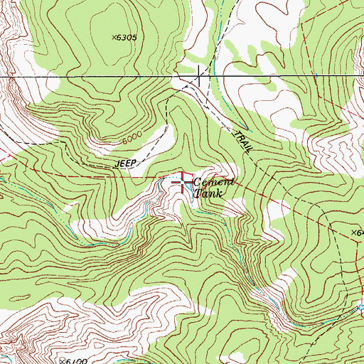 Topographic Map of Cement Tank, TX