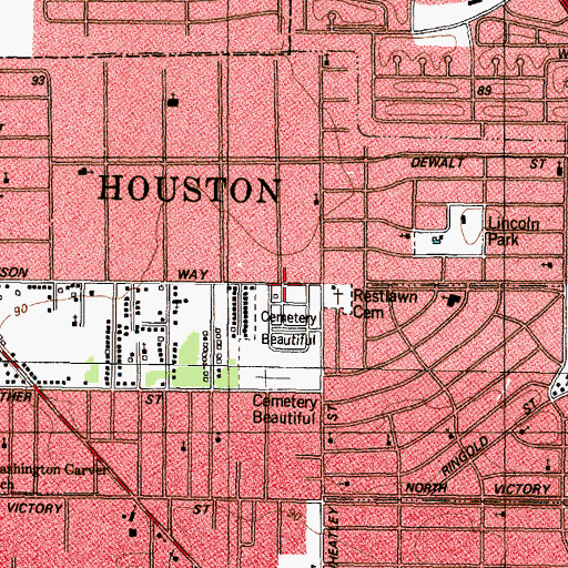 Topographic Map of Cemetery Beautiful, TX