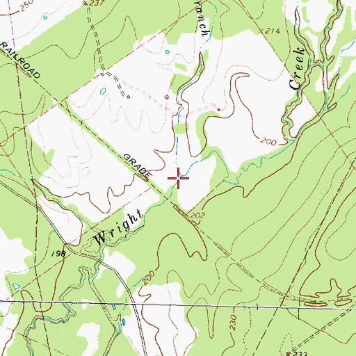 Topographic Map of Cemetery Branch, TX