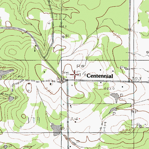 Topographic Map of Centennial Cemetery, TX