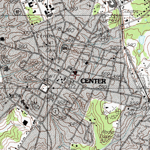 Topographic Map of Center, TX