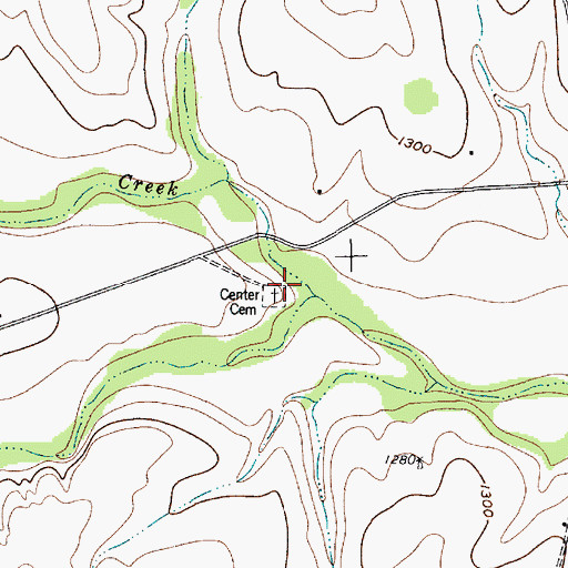 Topographic Map of Center Cemetery, TX