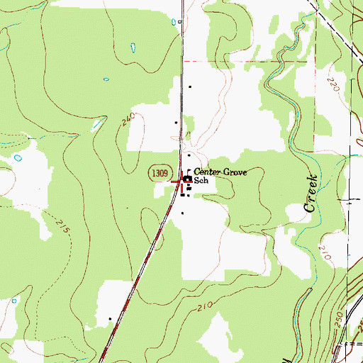Topographic Map of Center Grove School, TX