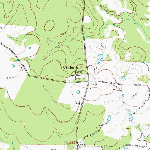 Topographic Map of Center Hill Cemetery, TX