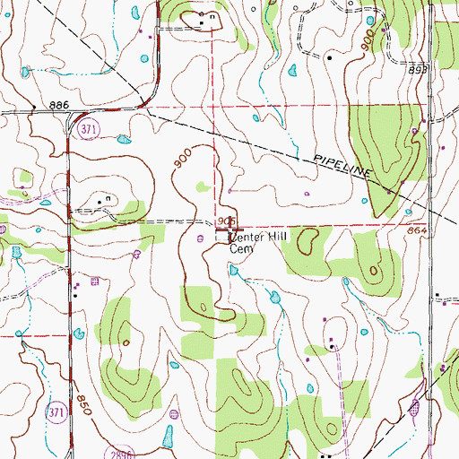 Topographic Map of Center Hill Cemetery, TX