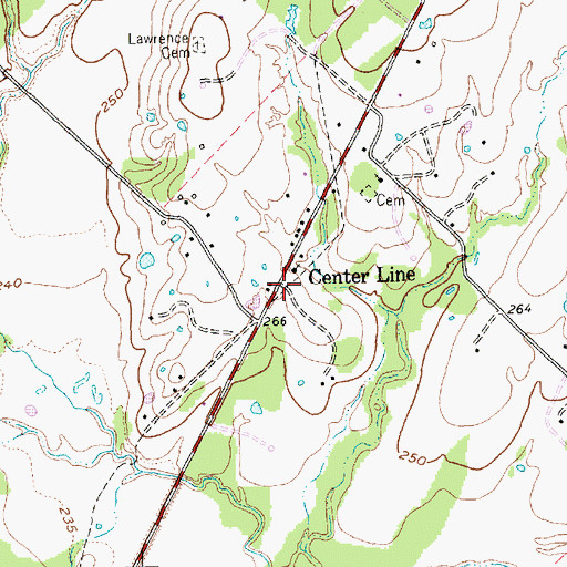 Topographic Map of Center Line, TX