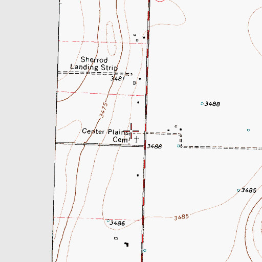 Topographic Map of Center Plains Cemetery, TX