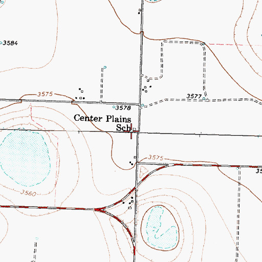 Topographic Map of Center Plains School, TX
